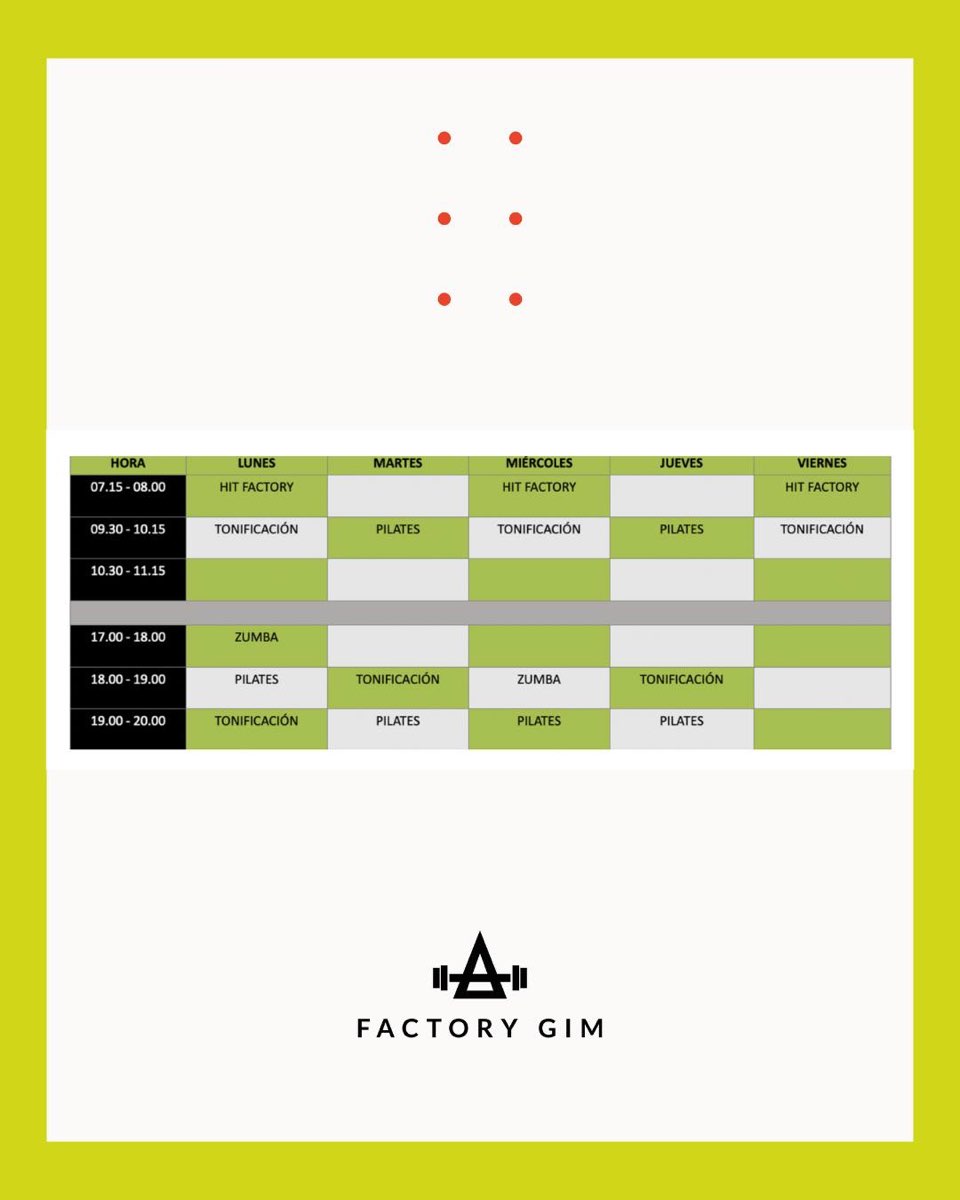 Cartel de horarios de apertura por la tarde en Factory Gim